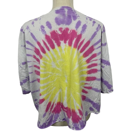 AC/DC Highway to Hell Tie Dye Cropped T-Shirt Short Sleeve Womens Size 3X Purple - Picture 5 of 8